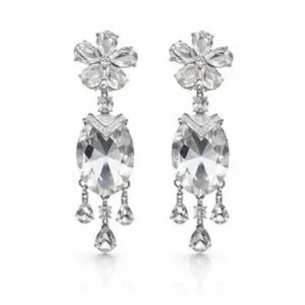 Elegant Silver Crystal Drop Earrings